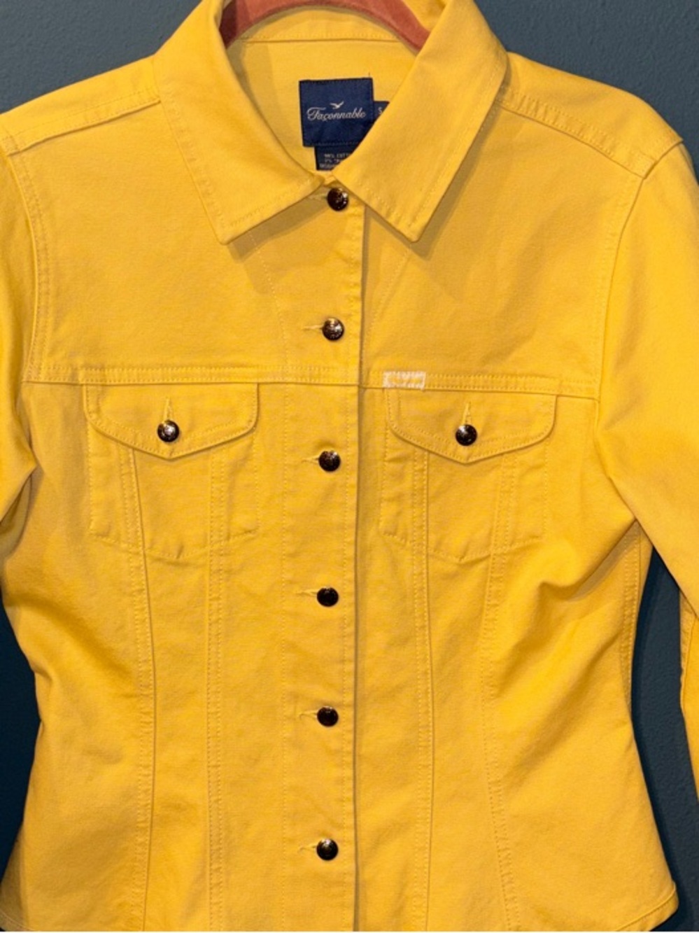Façonnable Vintage Yellow Women's Denim Jacket - Small